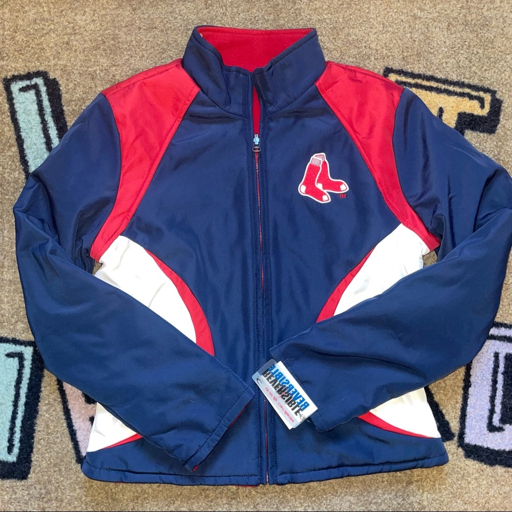 MLB Boston Red Sox Windbreaker Zip Up Activewear Athletic Outerwear Jacket Top - Picture 1 of 5